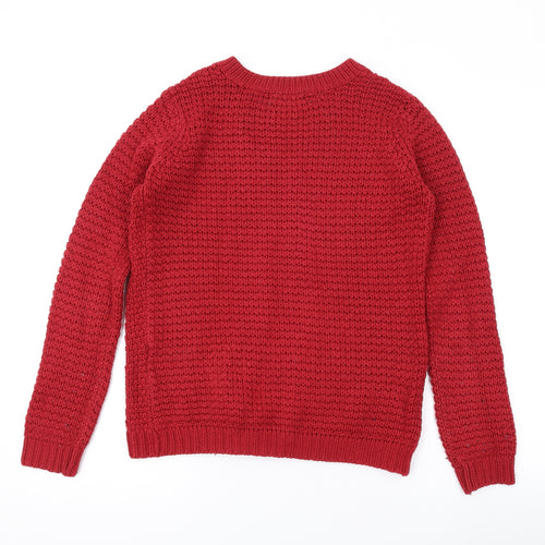 Clockhouse Womens Red Round Neck Acrylic Pullover Jumper Size XS