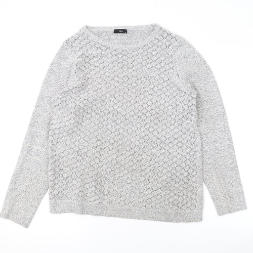 M&Co Womens Grey Round Neck Acrylic Pullover Jumper Size 14