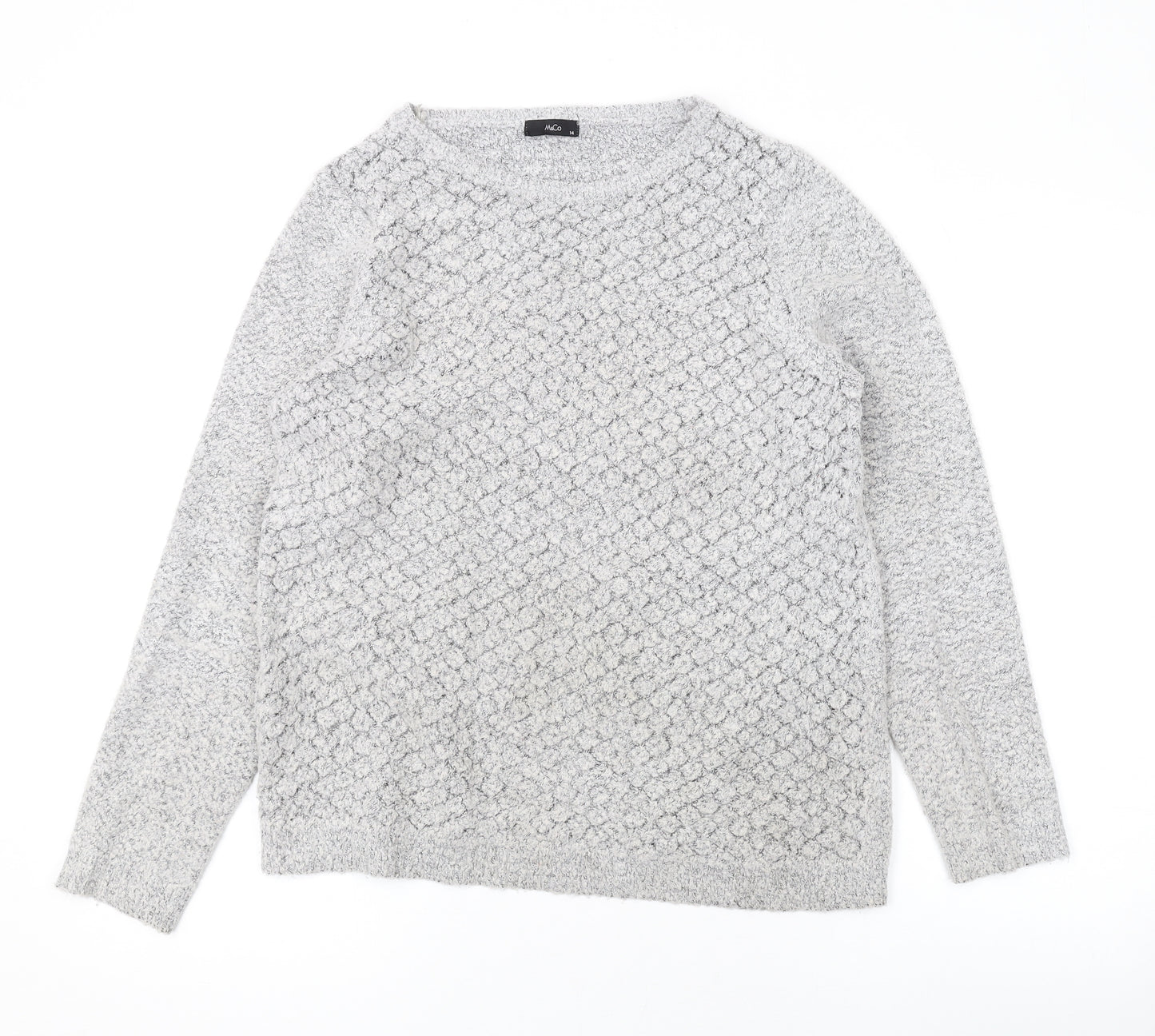 M&Co Womens Grey Round Neck Acrylic Pullover Jumper Size 14