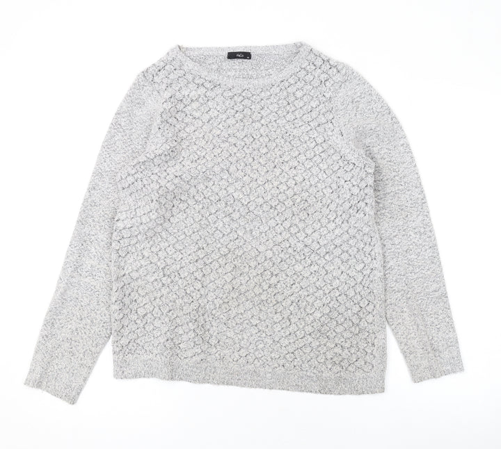 M&Co Womens Grey Round Neck Acrylic Pullover Jumper Size 14