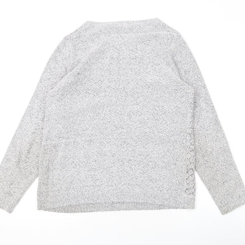 M&Co Womens Grey Round Neck Acrylic Pullover Jumper Size 14