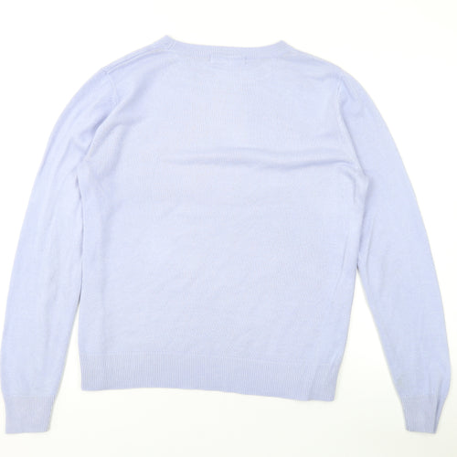 Marks and Spencer Womens Purple Round Neck Acrylic Pullover Jumper Size 14