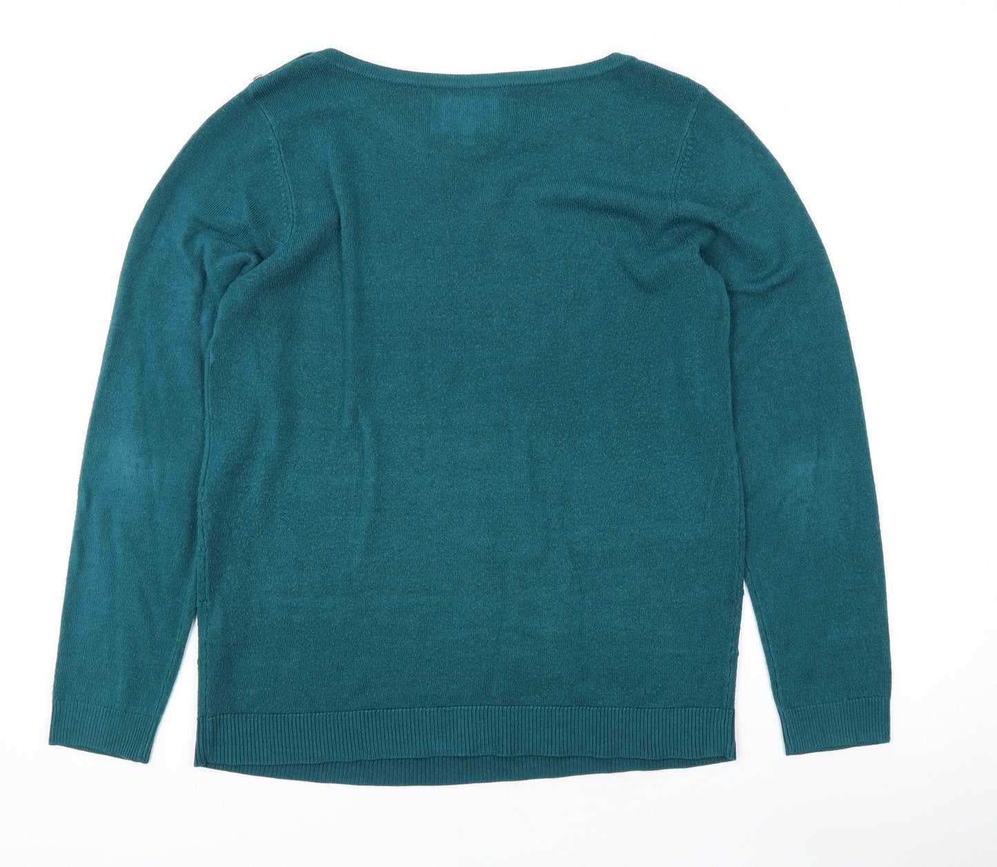 Maine New England Womens Green Round Neck Acrylic Pullover Jumper Size 14
