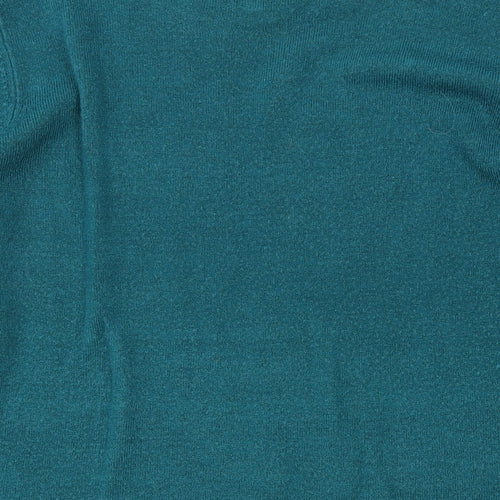 Maine New England Womens Green Round Neck Acrylic Pullover Jumper Size 14