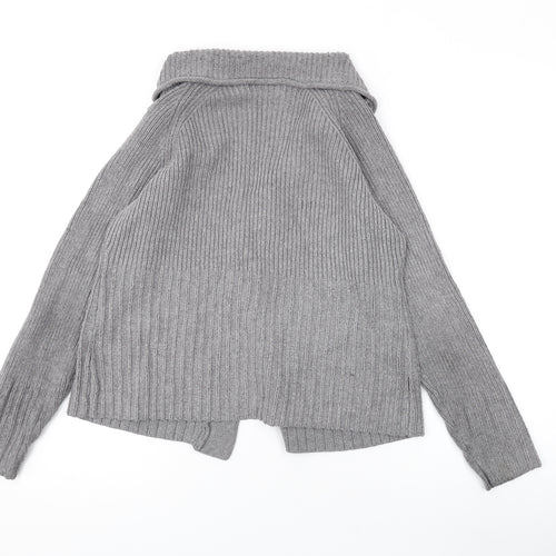 Marks and Spencer Womens Grey Collared Cotton Cardigan Jumper Size 12