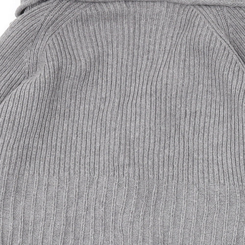 Marks and Spencer Womens Grey Collared Cotton Cardigan Jumper Size 12