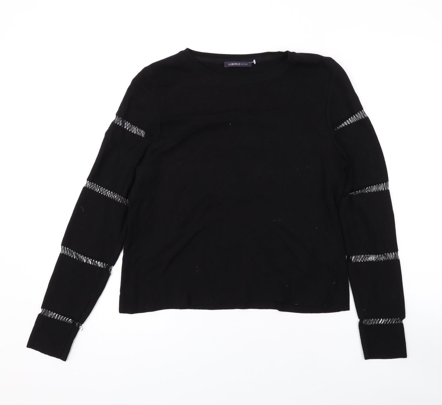 Marks and Spencer Womens Black Round Neck Viscose Pullover Jumper Size 12