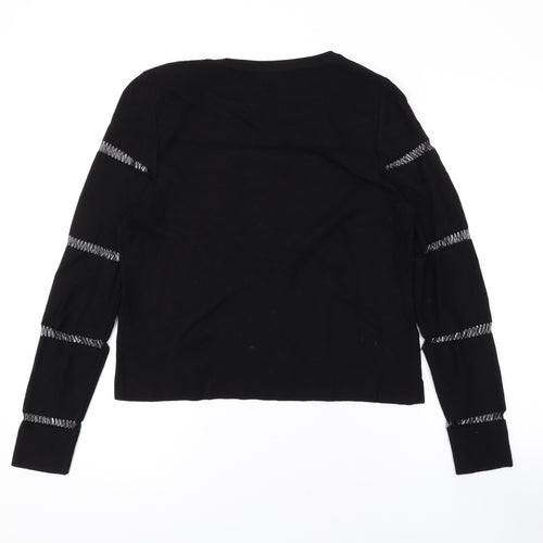 Marks and Spencer Womens Black Round Neck Viscose Pullover Jumper Size 12