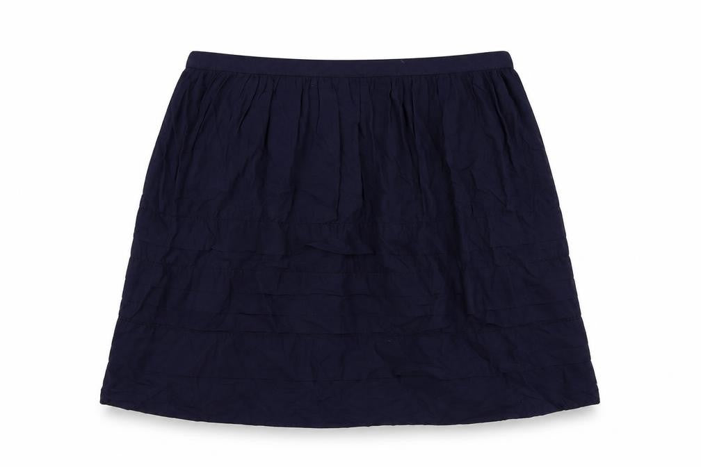 Front view of Gap women’s blue cotton a-line skirt, size UK 12, zip - lined