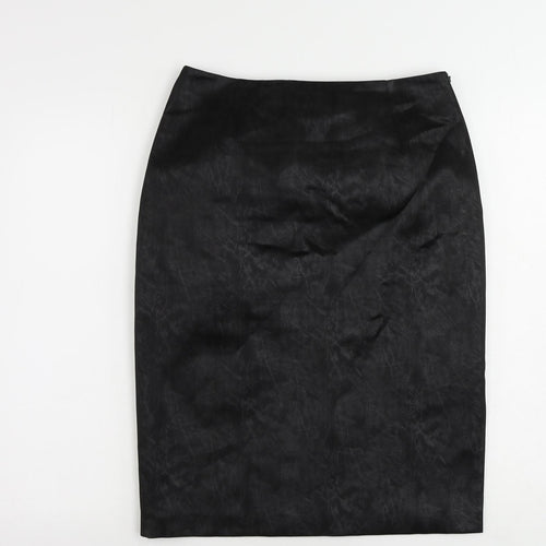 Lady H Womens Black Geometric Polyester Straight & Pencil Skirt Size 12 Zip - Lined