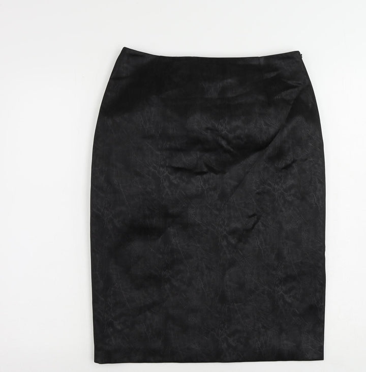 Lady H Womens Black Geometric Polyester Straight & Pencil Skirt Size 12 Zip - Lined