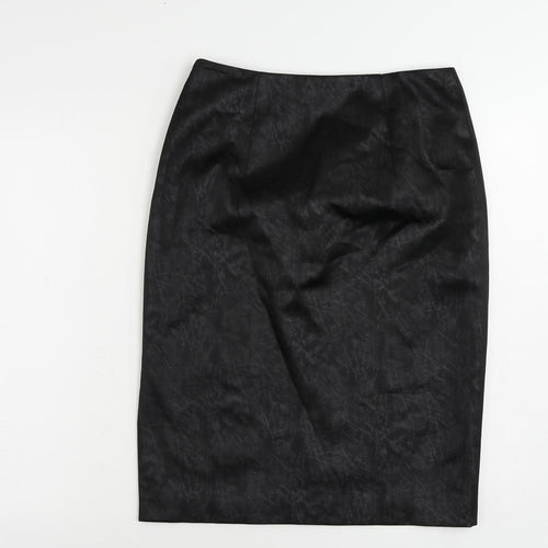 Lady H Womens Black Geometric Polyester Straight & Pencil Skirt Size 12 Zip - Lined