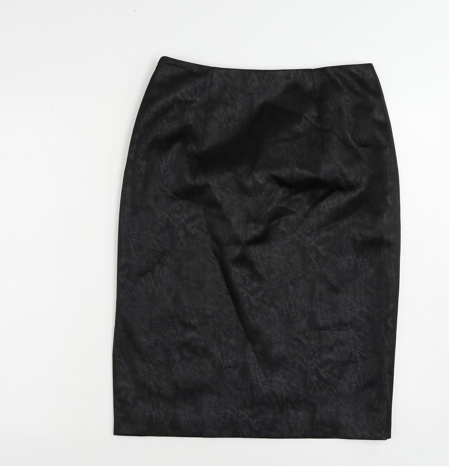 Lady H Womens Black Geometric Polyester Straight & Pencil Skirt Size 12 Zip - Lined