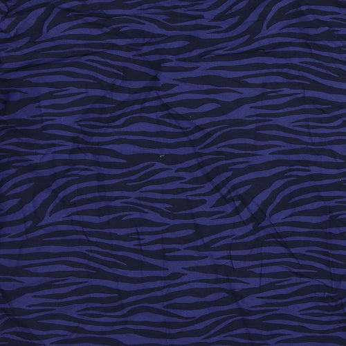 John Lewis Womens Blue Animal Print Cotton Basic Button-Up Size XL Collared