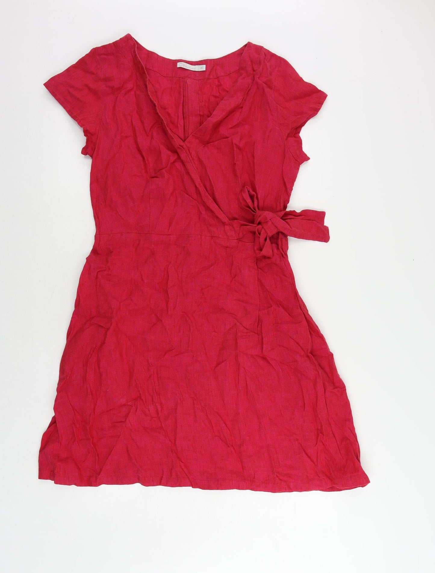 GR Nature Womens Pink Linen A-Line Size 12 V-Neck Zip - Wrap Front Detail