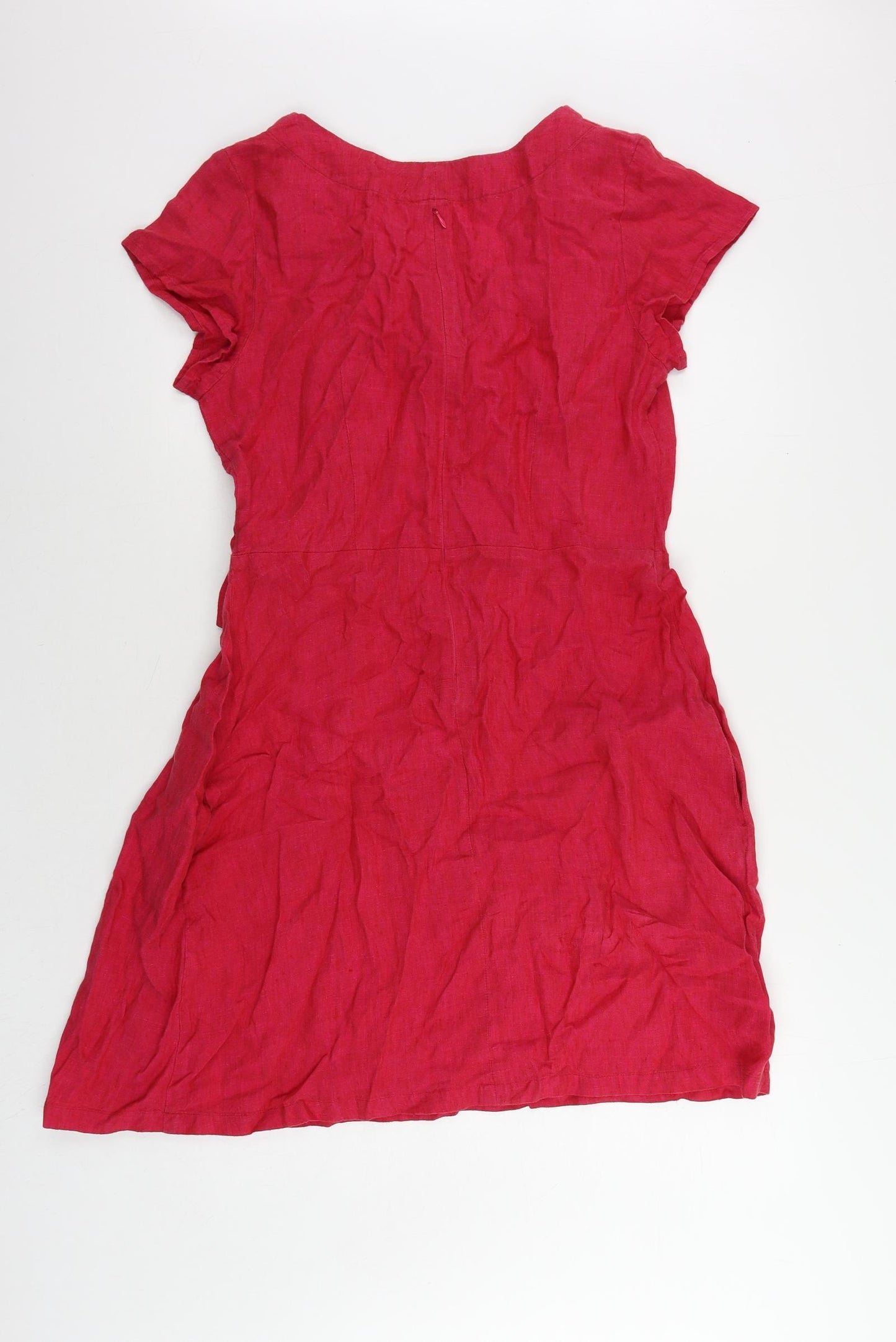 GR Nature Womens Pink Linen A-Line Size 12 V-Neck Zip - Wrap Front Detail