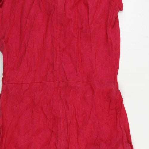 GR Nature Womens Pink Linen A-Line Size 12 V-Neck Zip - Wrap Front Detail
