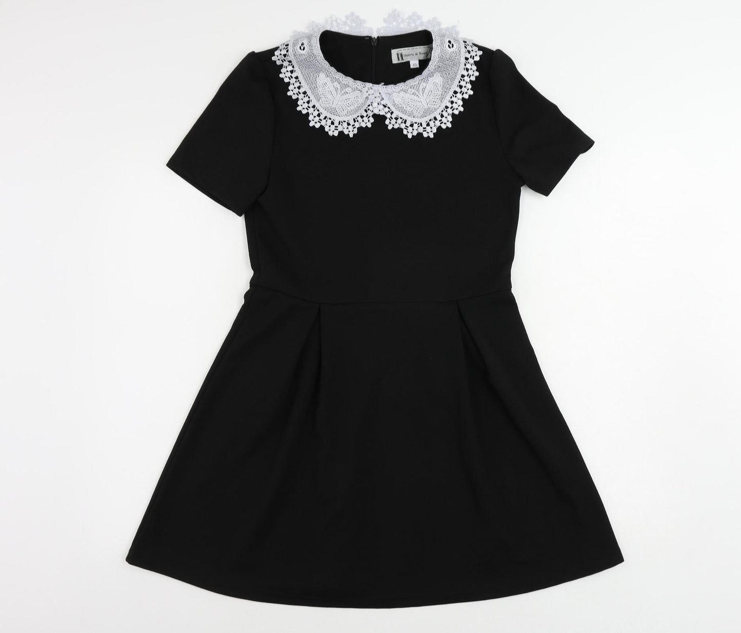 Hearts & Bows Womens Black Polyester Fit & Flare Size 10 Collared Zip