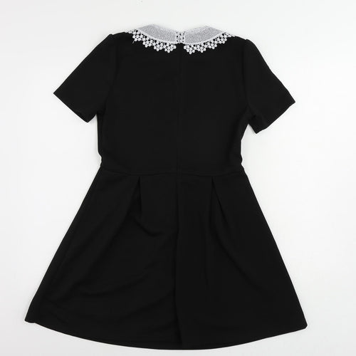 Hearts & Bows Womens Black Polyester Fit & Flare Size 10 Collared Zip