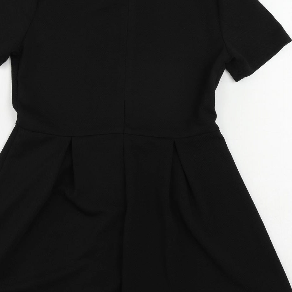 Hearts & Bows Womens Black Polyester Fit & Flare Size 10 Collared Zip