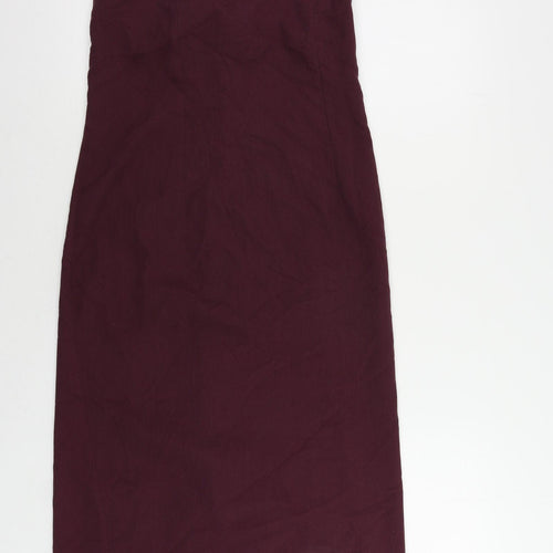 Dorothy Perkins Womens Purple Polyester Sheath Size 12 Square Neck Zip - Criss Cross Back