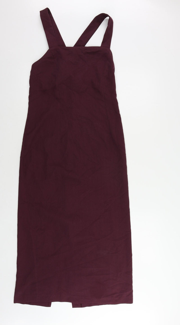 Dorothy Perkins Womens Purple Polyester Sheath Size 12 Square Neck Zip - Criss Cross Back