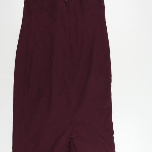 Dorothy Perkins Womens Purple Polyester Sheath Size 12 Square Neck Zip - Criss Cross Back