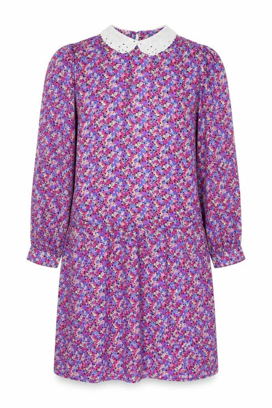 Front view of Dan Howard Matrnities women’s multicoloured floral polyester a-line, size UK 12, collared button - vintage