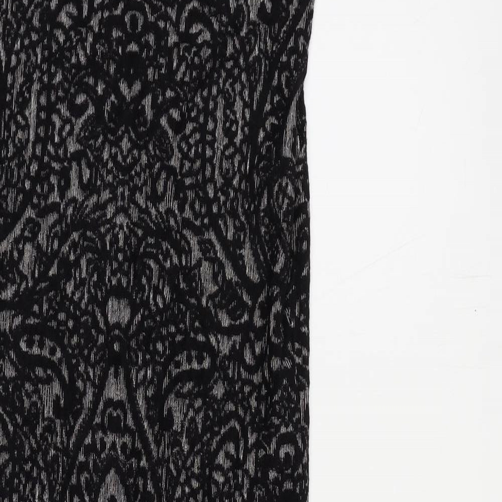 New Look Womens Black Geometric Viscose Bodycon Size 10 Boat Neck Pullover