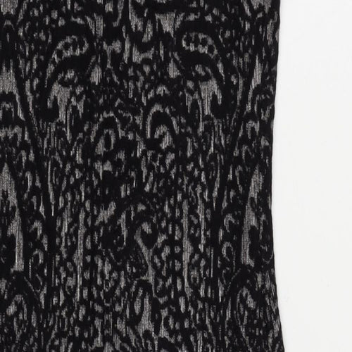 New Look Womens Black Geometric Viscose Bodycon Size 10 Boat Neck Pullover