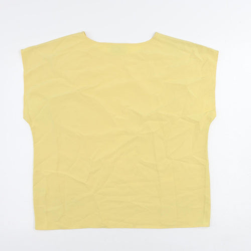 BHS Womens Yellow Polyester Basic Blouse Size 16 Round Neck