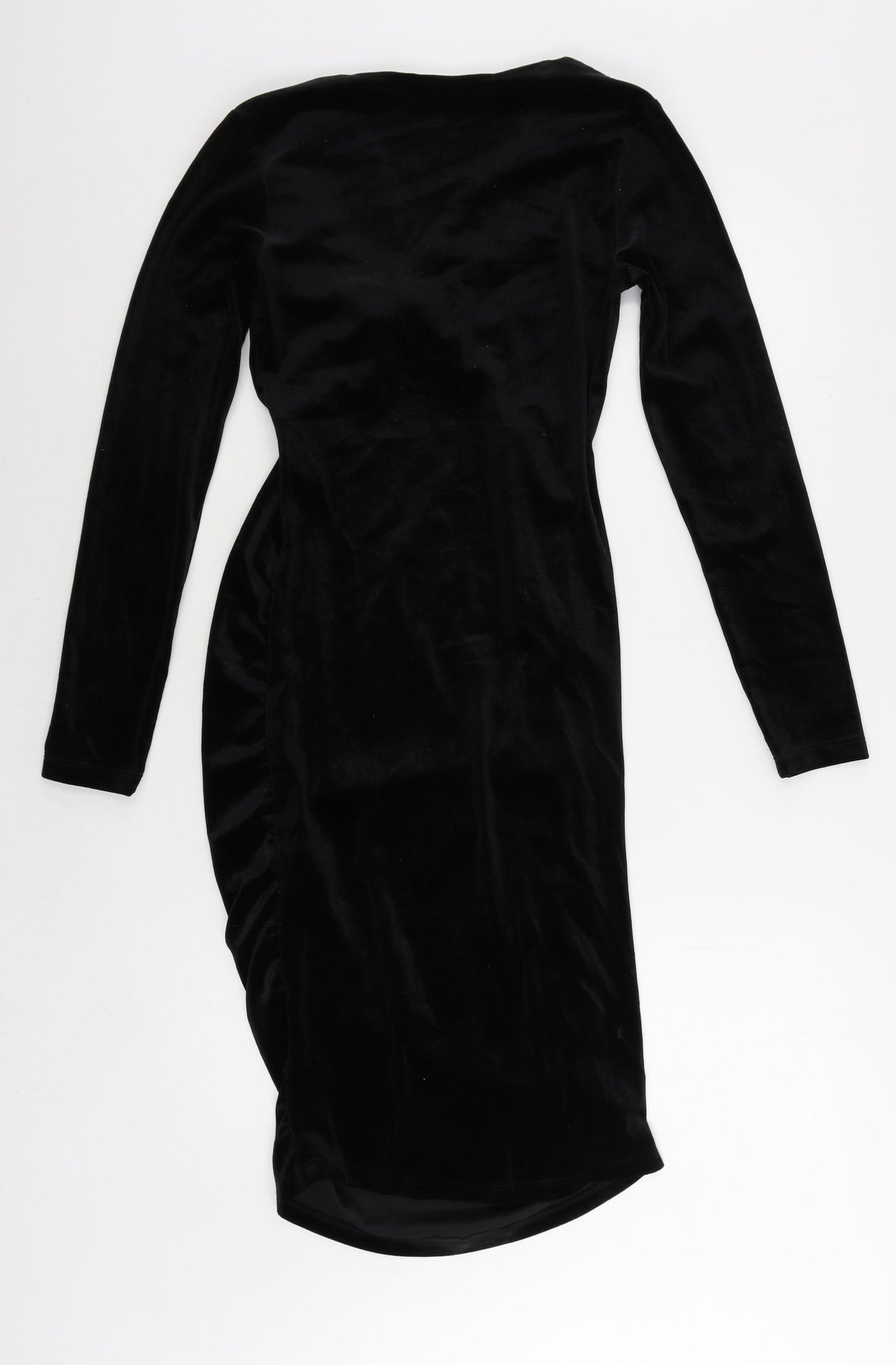 H&M Womens Black Polyester Bodycon Size S V-Neck Pullover