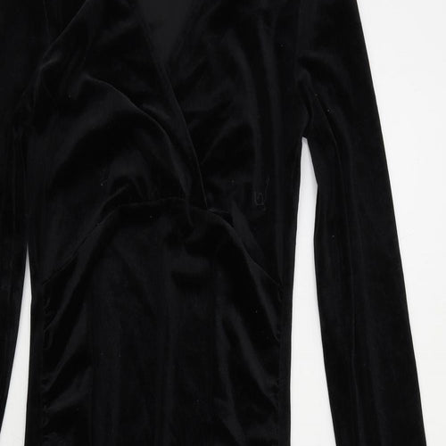 H&M Womens Black Polyester Bodycon Size S V-Neck Pullover