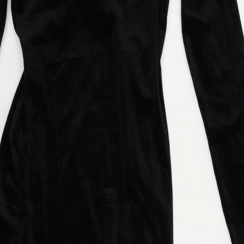 H&M Womens Black Polyester Bodycon Size S V-Neck Pullover