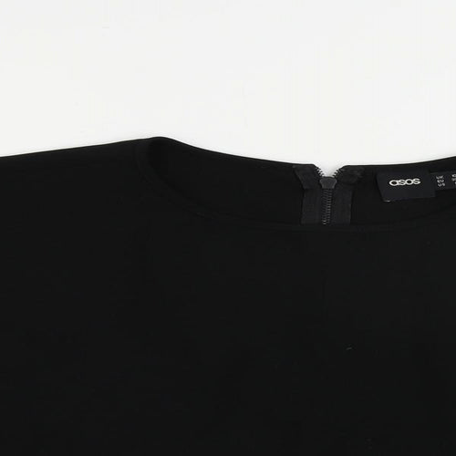 ASOS Womens Black Polyester Cropped Blouse Size 10 Round Neck