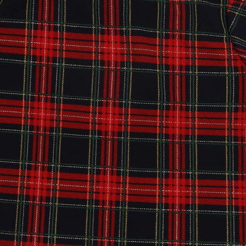 Cameo Rose Womens Red Plaid Polyester Basic Blouse Size 8 Round Neck - Scalloped