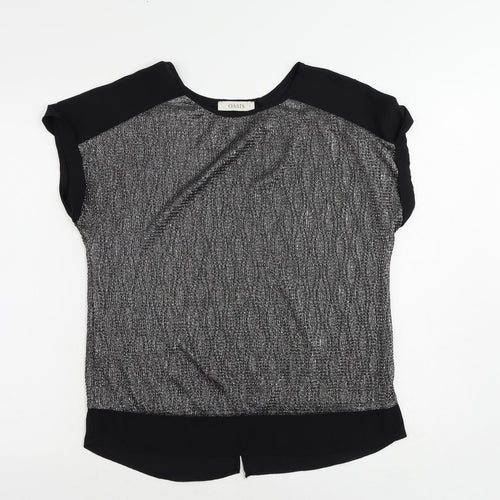 Oasis Womens Silver Polyester Basic Blouse Size S Round Neck - Metallic