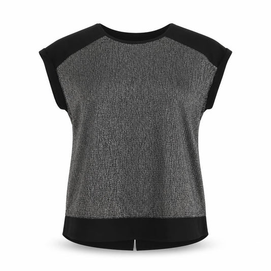 Front view of Oasis women’s silver polyester basic blouse, size S, round neck - metallic