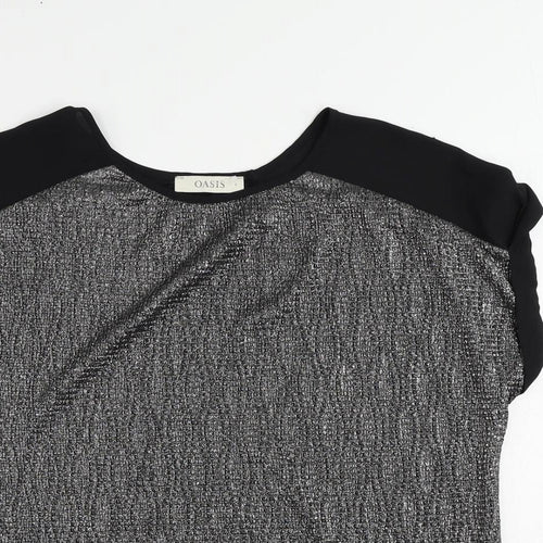 Oasis Womens Silver Polyester Basic Blouse Size S Round Neck - Metallic