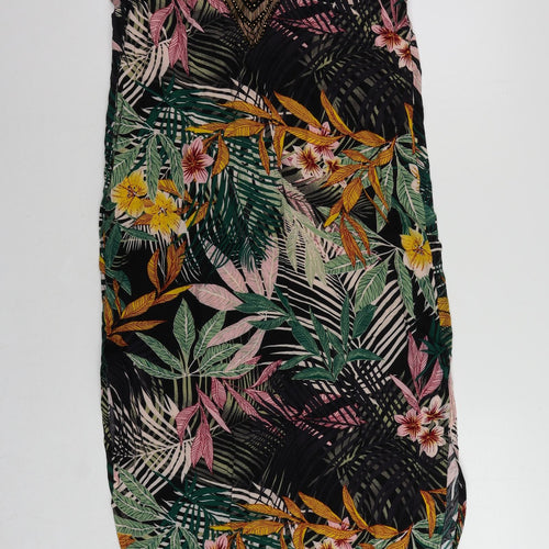 Natasha Gan Womens Multicoloured Floral Viscose Maxi Size 12 V-Neck Pullover - Embellished Neckline