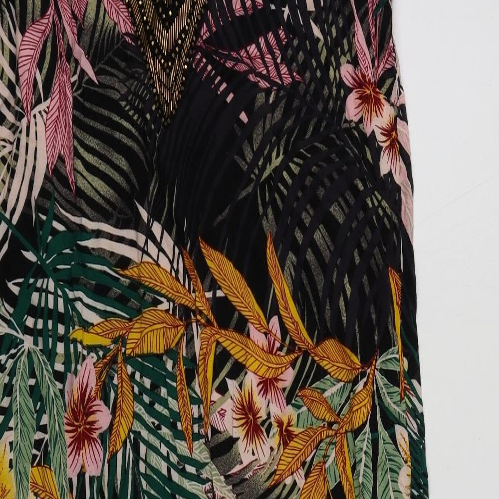 Natasha Gan Womens Multicoloured Floral Viscose Maxi Size 12 V-Neck Pullover - Embellished Neckline