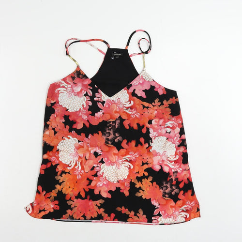 River Island Womens Red Floral Polyester Camisole Tank Size 12 V-Neck