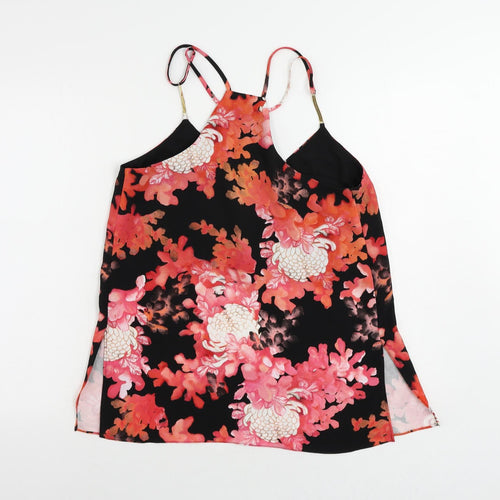 River Island Womens Red Floral Polyester Camisole Tank Size 12 V-Neck