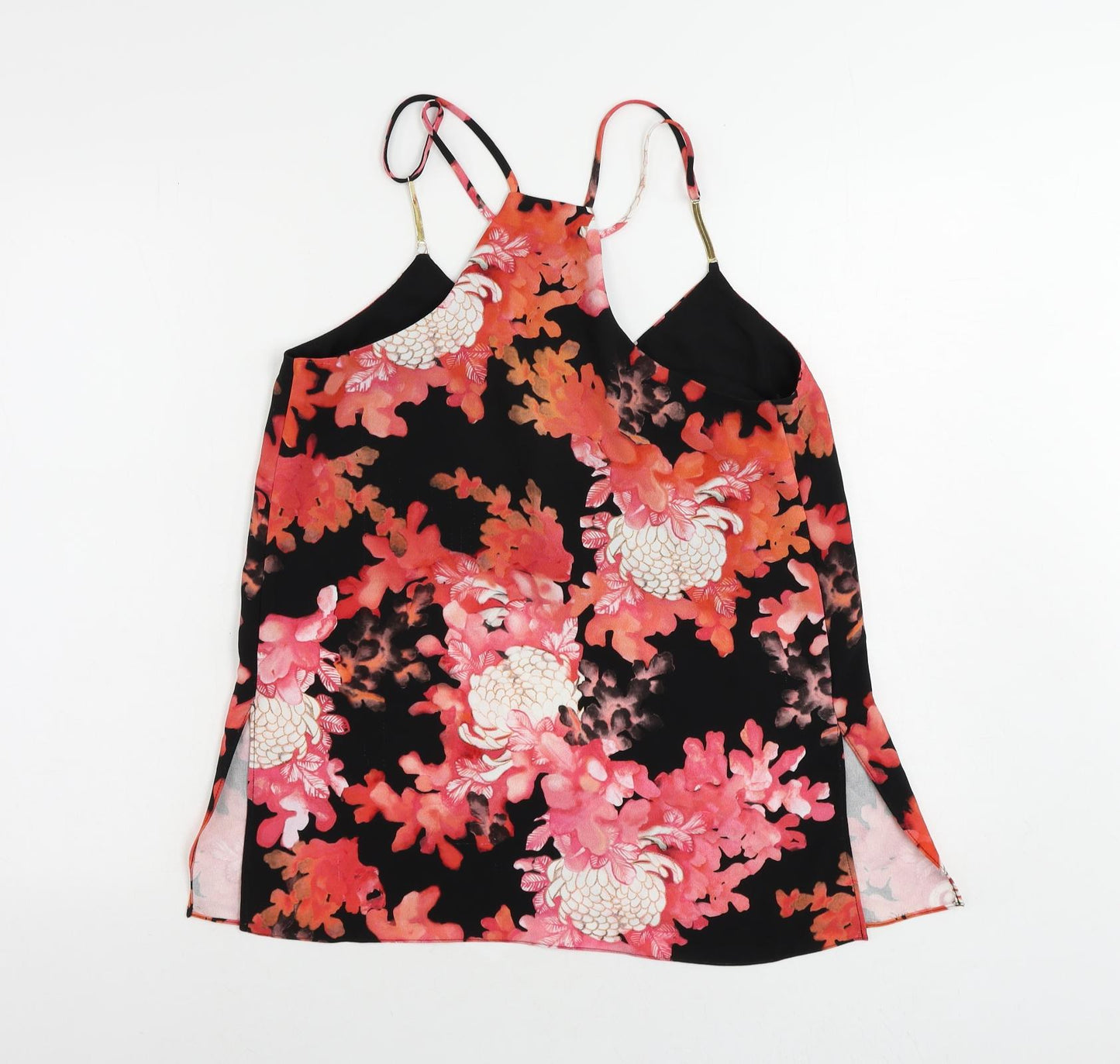 River Island Womens Red Floral Polyester Camisole Tank Size 12 V-Neck