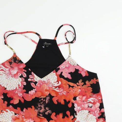 River Island Womens Red Floral Polyester Camisole Tank Size 12 V-Neck