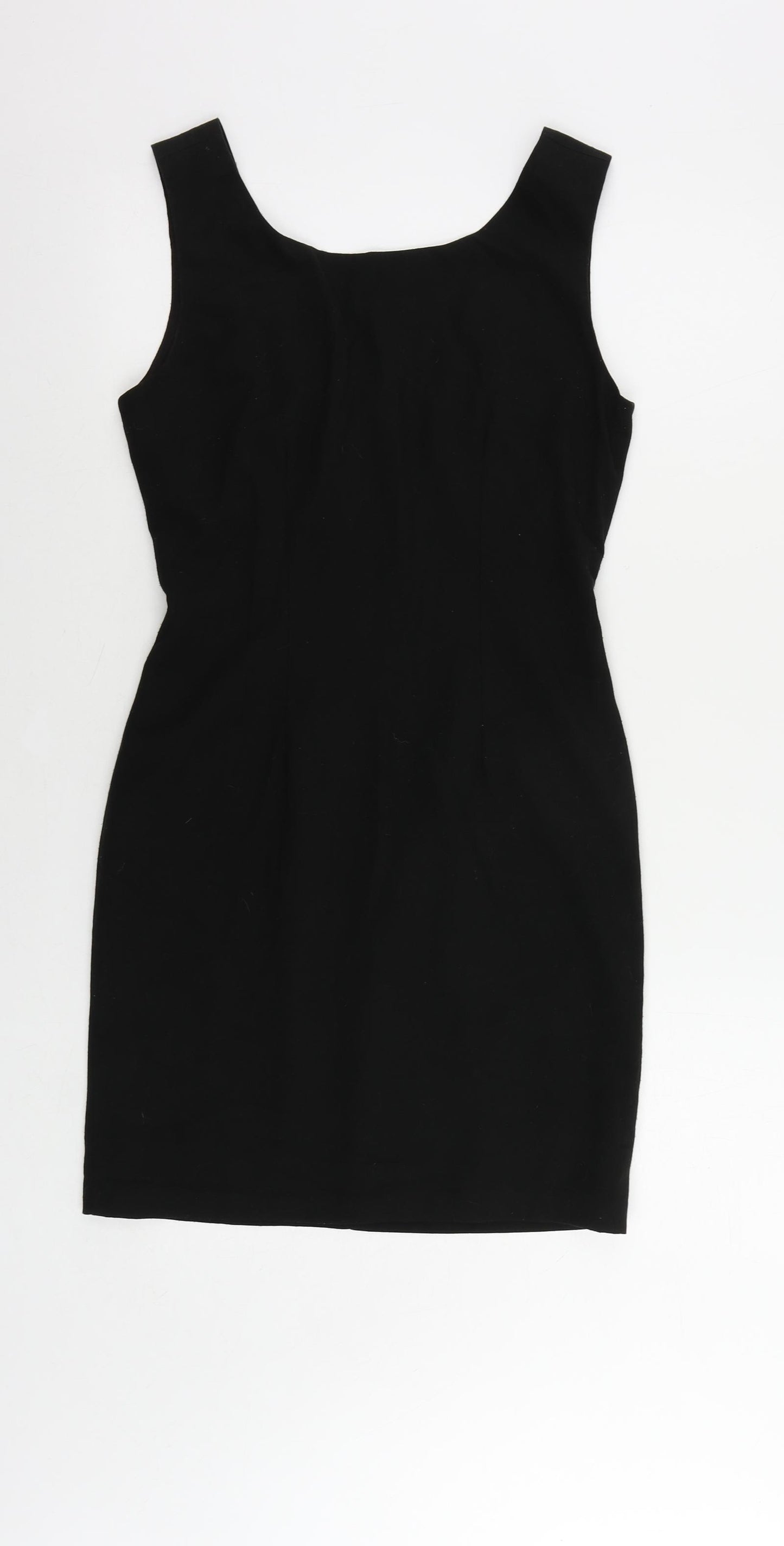 Warehouse Womens Black Polyester Pencil Dress Size 10 Scoop Neck Zip