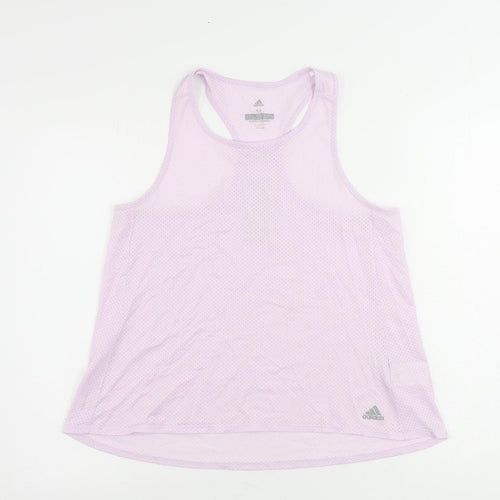 adidas Womens Purple Polyester Pullover Tank Size M Scoop Neck Pullover - Logo