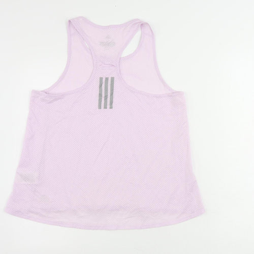 adidas Womens Purple Polyester Pullover Tank Size M Scoop Neck Pullover - Logo