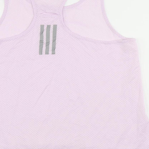 adidas Womens Purple Polyester Pullover Tank Size M Scoop Neck Pullover - Logo