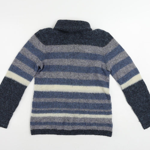 Tory Burch Womens Blue Roll Neck Striped Polyamide Pullover Jumper Size XS